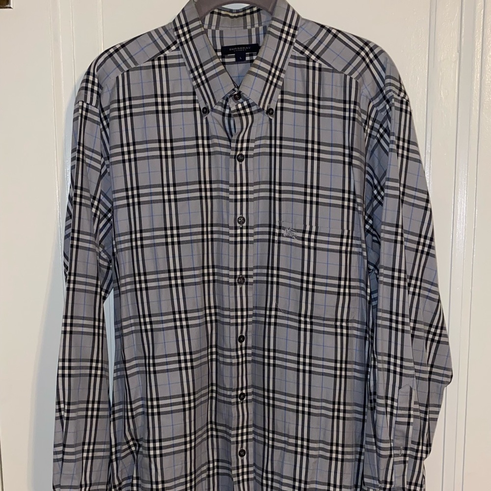 BURBERRY Men’s Large Plaid Shirt, Gently Used